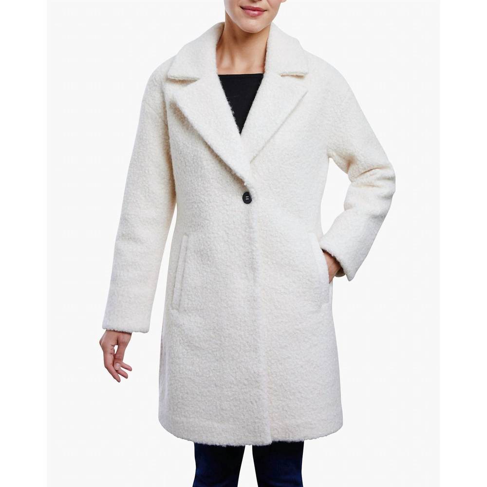 NEW LONDON FOG single button-front 35" peacoat in cream
